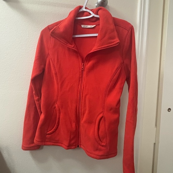 Old Navy Women's Vibrant Orange  fleece zip up jacket. - Picture 1 of 4